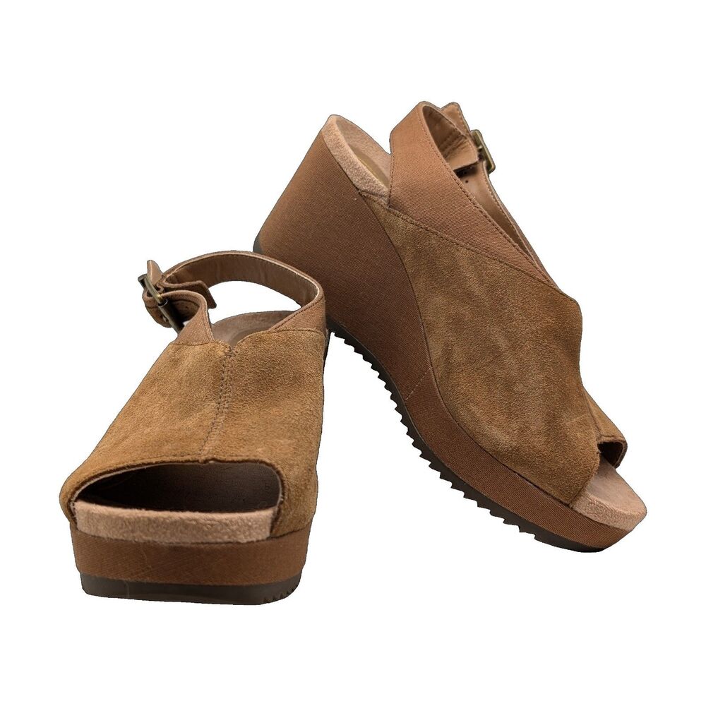 Vionic Trixie Wedge Sandals Toffee Suede Size Womens 6.5